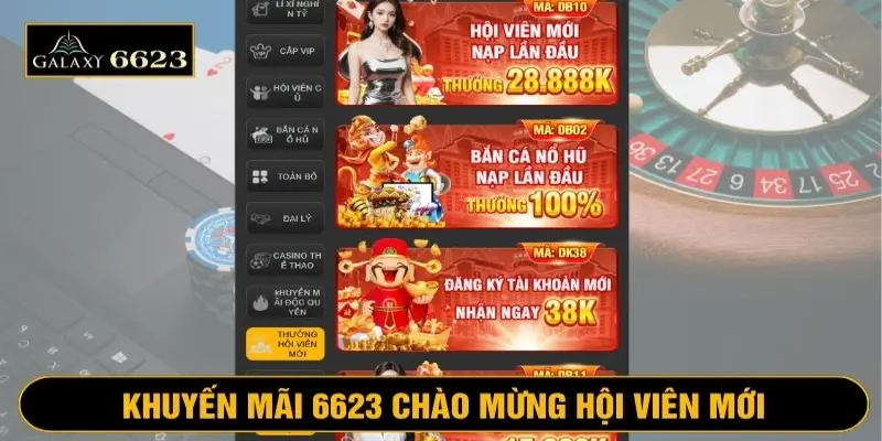 Khuyến mãi 6623 dành cho hội viên mới với phần thưởng giá trị