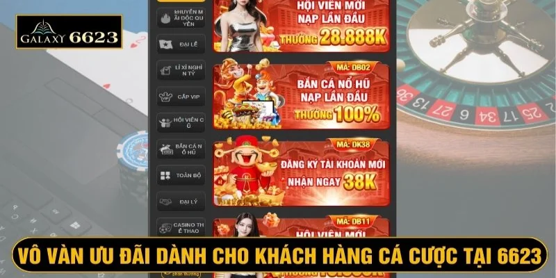 Ngập tràn khuyến mãi khủng khi tham gia cá cược tại 6623