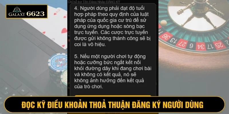 Người chơi đồng ý với thỏa thuận đăng ký người dùng tại 6623